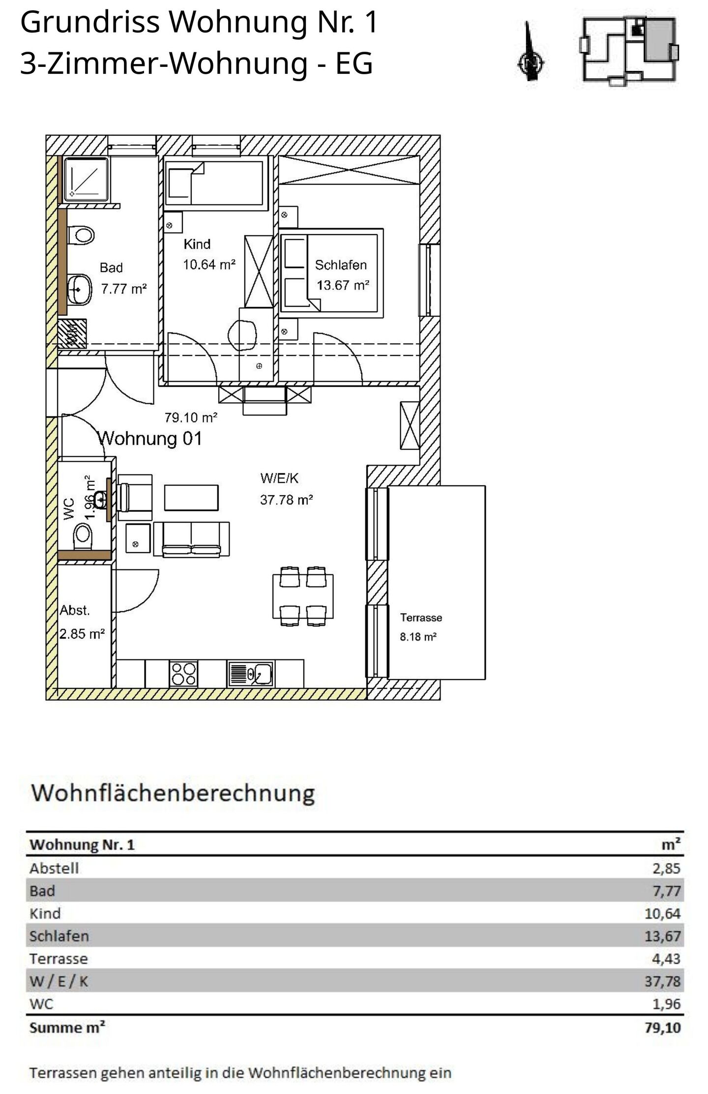 Grundriss Wohnung 1