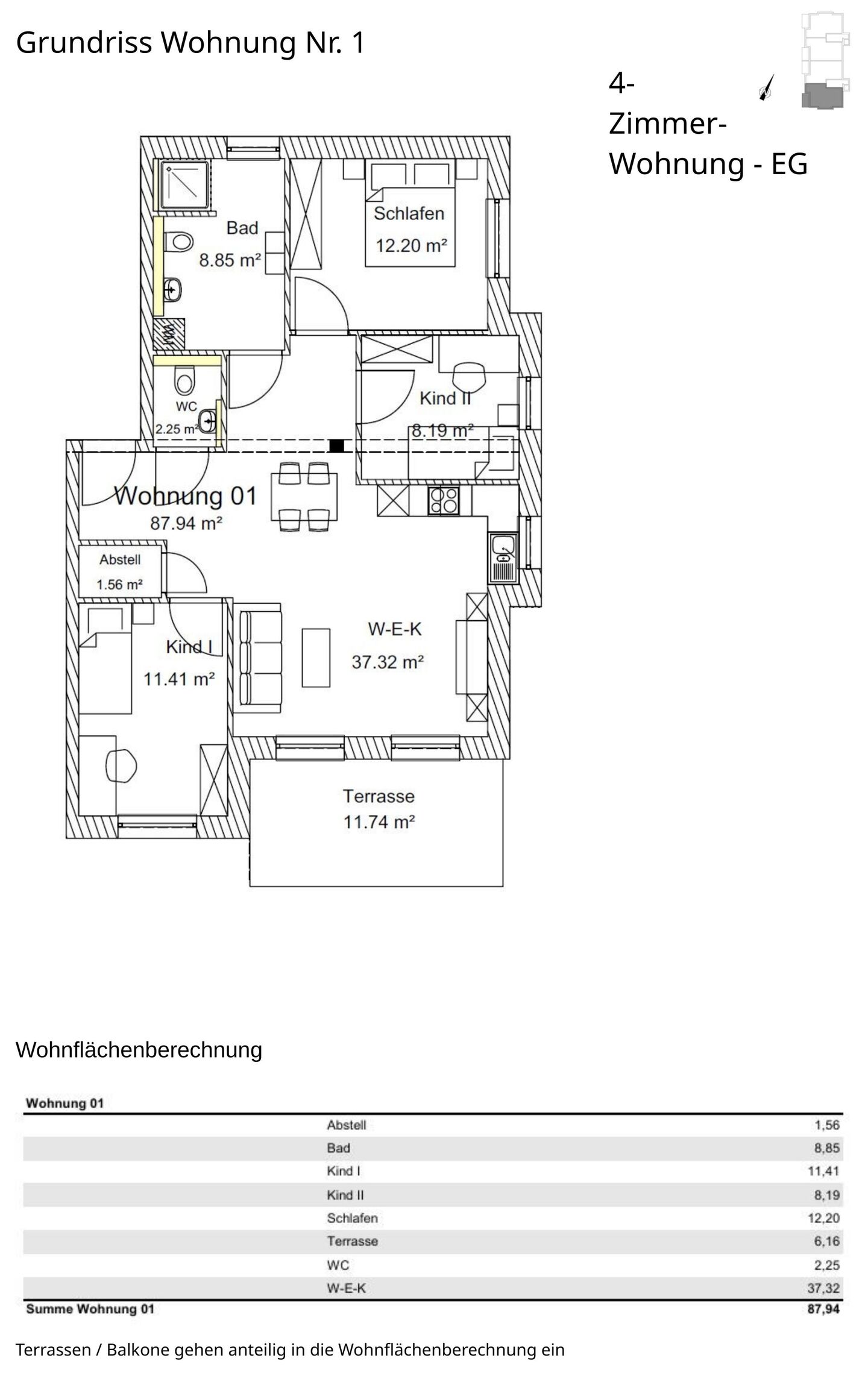 Grundriss Wohnung 1